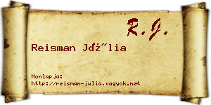 Reisman Júlia névjegykártya